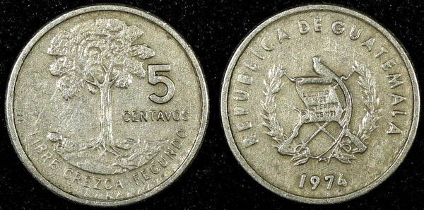 GUATEMALA Copper-Nickel  1974  5 Centavos Guatemala City Mint KM# 270 (24 683)