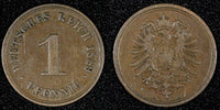 Germany - Empire Wilhelm II Copper 1889 A 1 Pfennig Berlin Mint KM# 1 (26 789)