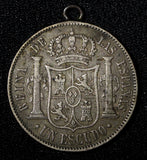 Spain Isabella II Silver 1867 1 Escudo 29 mm plus loop KM# 626.1 (29 006)