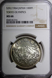 JAPAN Silver S39 1964 1000 Yen Olympics, Tokyo NGC MS66 Nice Toned Y# 80 (016)