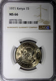 Kenya Mzee Jomo Kenyatta 1971 1 Shilling NGC MS66 TOP GRADED KM# 14 (36)