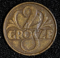 POLAND Bronze 1928 W 2 Groszy Y# 9a (28 082)