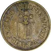 MALTA  1910-1915 Circolo Indipendente  Private Club Token Very Rare Lyall- 1019