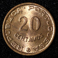 Mozambique Bronze 1961 20 Centavos UNC Toned KM# 85 (27 671)