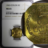 Ceylon Elizabeth II 1963 5 Cents NGC MS65 ONLY ONE GRADED HIGHEST KM# 129 (11)