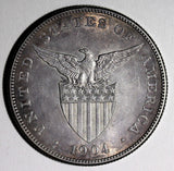Philippines Silver 1904 S 1 Peso 38mm Large type aUNC NICE TONED KM# 168 (867)