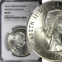 Great Britain Elizabeth II Churchill 1965 Crown 38.61 mm NGC MS63 KM# 910 (044)