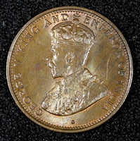 Ceylon George V Copper 1926 1/2 Cent UNC  KM# 106 (27 976)