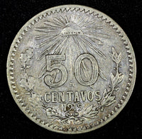 Mexico ESTADOS UNIDOS MEXICANOS Silver 1919 50 Centavos KM# 446 (27 240)
