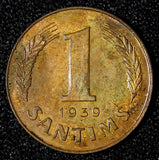 Latvia Bronze 1939 1 Santims KM# 10 (28 644)