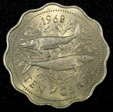 Bahamas Elizabeth II Copper-Nickel 1968 10 Cents Two Bonefish aUNC KM# 4 (999)