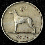Ireland Copper-Nickel 1960 6 Pence Wolfhound KM# 13a (28 231)