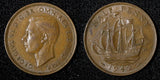 Great Britain George VI Bronze 1942 1/2 Penny  KM# 844 (26 628)