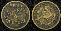 GUATEMALA Brass 1932 1/2 Centavo 1 YEAR TYPE KM# 248.1  (24 427)