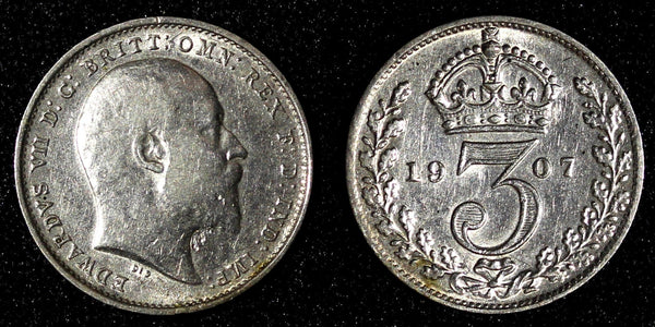 Great Britain Edward VII Silver 1907 3 Pence KM# 797.2 (28 105)
