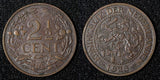 Netherlands Wilhelmina Bronze 1929 2 1/2 Cent KM# 150 (27 986)