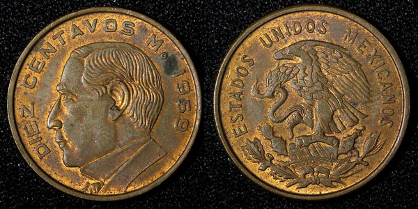 Mexico Brass 1959 10 Centavos Benito Juárez KM# 433 (27 855)