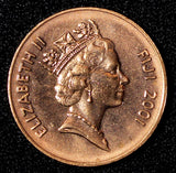 Fiji  Elizabeth II 2001 2 Cents Palm fan UNC KM# 50a RANDOM PICK (1 C) (984)