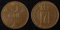 NORWAY Haakon VII Bronze 1941 5 Øre WWII Issue KM# 368 (27 618)