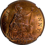 GREAT BRITAIN George V Bronze 1935 1 Penny NGC MS64 RB NICE TONING KM# 838 (07)