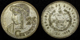 Guatemala Silver 1958 25 Centavos Mintage-394 361 27mm Toned KM# 258 (24 647)
