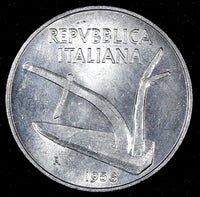 Italy Aluminum 1956 R 10 Lire BETTER DATE UNC KM# 93 (26 983)