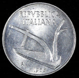 Italy Aluminum 1956 R 10 Lire BETTER DATE UNC KM# 93 (26 983)