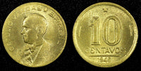 BRAZIL Aluminum-Bronze 1946 10 Centavos KM# 555a.2 (24 806)