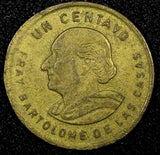 Guatemala Bartolome de las Casas Brass 1988 1 Centavo KM# 275.3  (24 466)