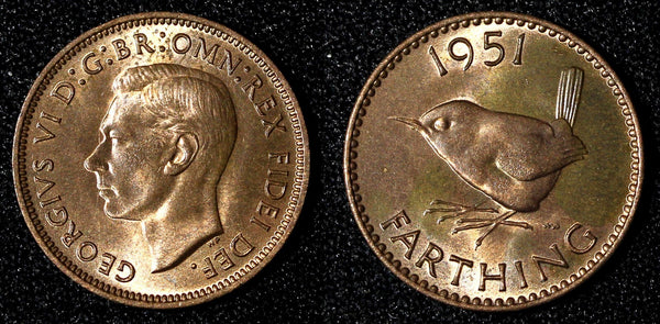Great Britain George VI Bronze 1951 1 Farthing UNC KM# 867 (27 639)