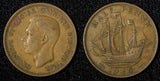Great Britain George VI Bronze 1945 1/2 Penny  KM# 844 (28 623)