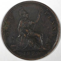 Great Britain Victoria Copper 1872 1 Penny  KM# 749.2 (28 183)