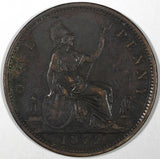 Great Britain Victoria Copper 1872 1 Penny  KM# 749.2 (28 183)