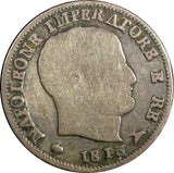 Italian States KINGDOM OF NAPOLEON Silver 1813 M 5 Soldi Milan C# 5.1 (23 494)