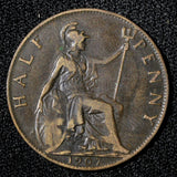 Great Britain Edward VII Bronze 1907 1/2 Penny KM# 793.2 (28 913)