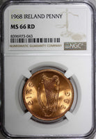 Ireland Republic Bronze 1968 Penny NGC MS66 RD NICE RED Hen with chicks KM11 (3)