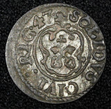 Riga.Livonia Christina of Sweden (1632-1654) Silver 1647 Solidus .KM# 21  (41)