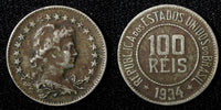 BRAZIL Copper-Nickel 1934 100 Reis Rio de Janeiro Mint KM# 518 (27 785)