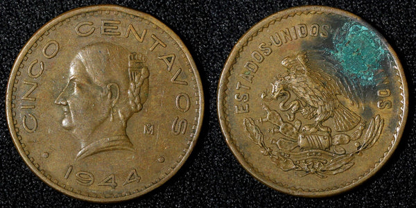 Mexico ESTADOS UNIDOS MEXICANOS Bronze 1944 5 Centavos WWII ISSUE KM# 424 (930)