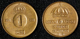 Sweden Gustaf VI Adolf Bronze 1955 TS 1 Ore GEM BU Toned KM# 820 (30 208)