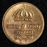 Sweden Gustaf VI Adolf Bronze 1954 TS 2 Ore UNC  KM# 821 (30 265)