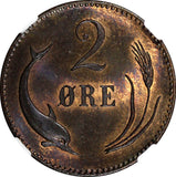 DENMARK Christian IX 1874 CS 2 Ore NGC MS65 BN 1st Year For Type KM# 793.1 (08)