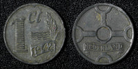 Netherlands German Occupation Zinc 1942 1 Cent WWII ISSUE KM# 170  (27 956)