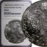 Austria Maria Theresia Silver  (.833) 1780 Thaler NGC MS64 28.06 g. KM# T1  (22)