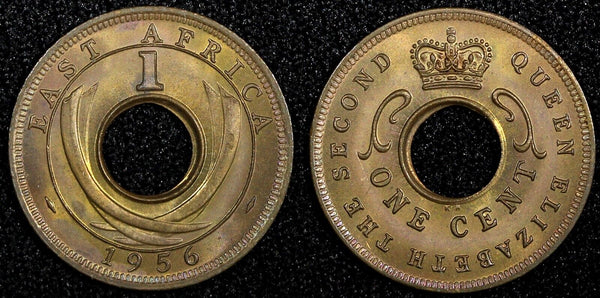 East Africa Elizabeth II Bronze 1956 KN 1 Cent GEM BU Birmingham KM#3  (24 116)