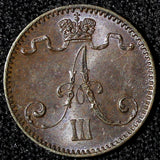 Finland Alexander III Copper 1893 1 Penni UNC KM# 10 (28 223)