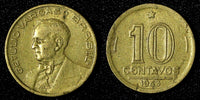 BRAZIL Aluminum-Bronze 1943 10 Centavos WWII Issue KM# 555a.1 (27 656)