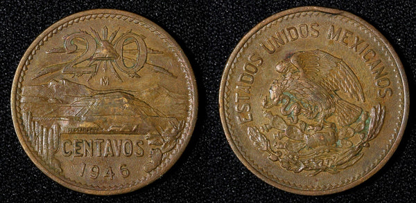 Mexico ESTADOS UNIDOS MEXICANOS Bronze 1946 Mo 20 Centavos  KM# 439 (27 588)