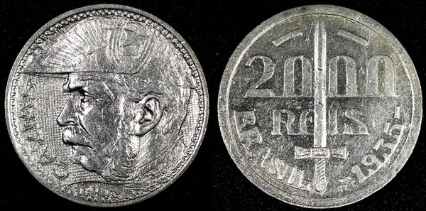 Brazil Silver 1935 2000 Reis Duke of Caxias 1 YEAR TYPE KM# 535 (25 195)