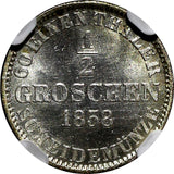 German States HANNOVER Silver 1858 B 1/2 Groschen NGC UNC DETAILS KM# 235 (004)